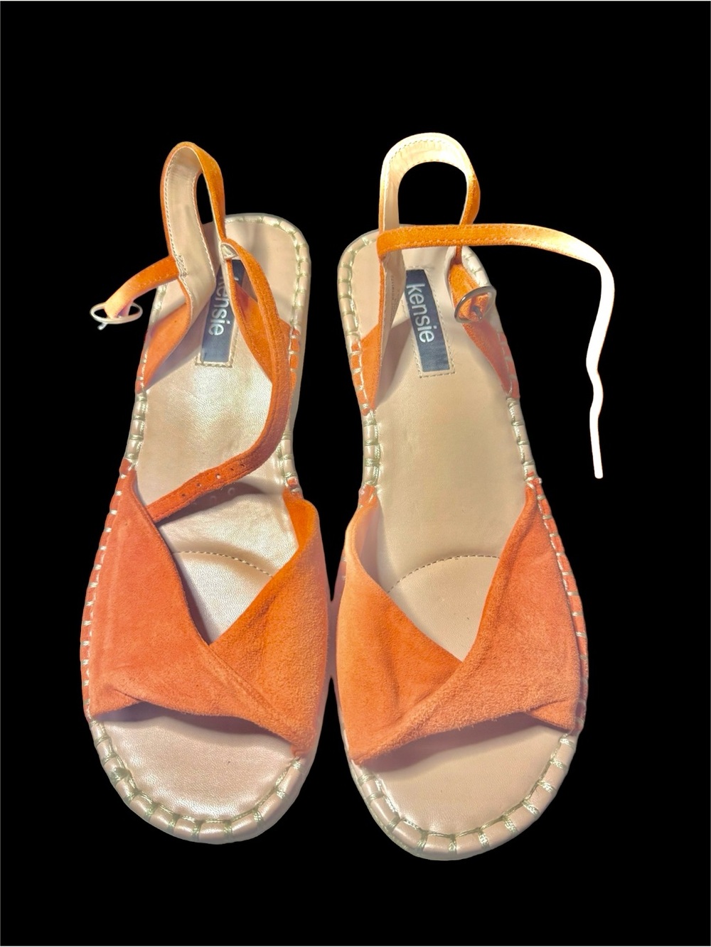 Kensie Orange Suede Open-Toe Slingback Sandals Size 7.5